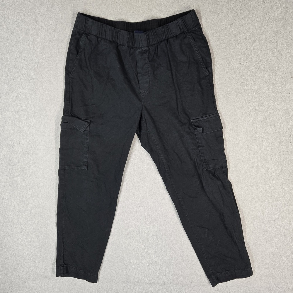 GAP Women Pants L Black Cargo Pants Twill Broken 27" Inseam